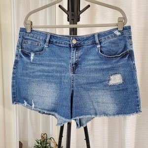 Simply Be Distressed Denim Cut Off Shorts size US 14